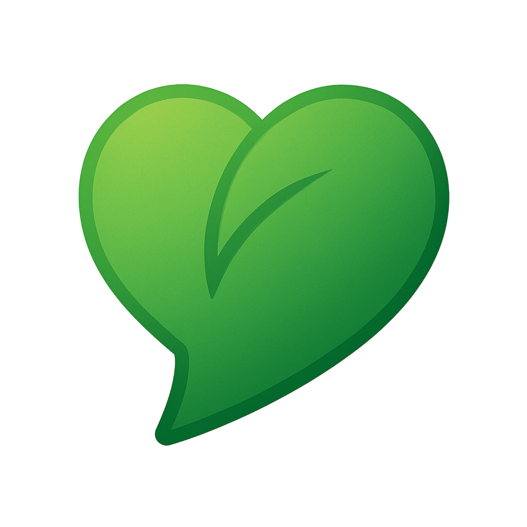 Tend logo - leaf shaped like a chat bubble